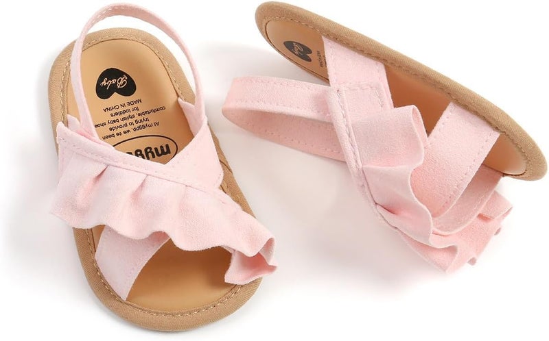 HsdsBebe Baby Girls Sandals Bohemia Flower Bow Soft Sole Toddler First Walkers Beach Summer Shoes(M2036 pink,3) - Image 4